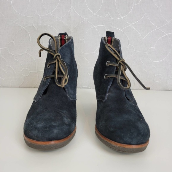 Sperry Womens Boots Size‎ 6.5 Black Suede Round Toe Lace Up Wedge Heels - Picture 7 of 9